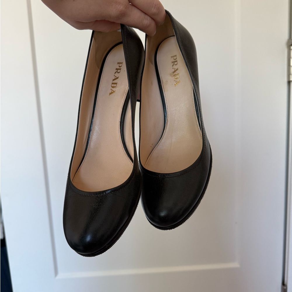 Prada Dark Green Vintage Kitten Heels
